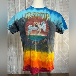 LED ZEPPELIN 1975 RETRO Tie-Dye Tour shirt 100% pre shrunk cotton 21”p2p 29”L